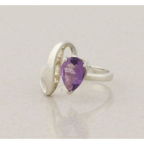 Sterling Silver Natural Purple Amethyst Ring Size 7 1/2 - Picture 1 of 9